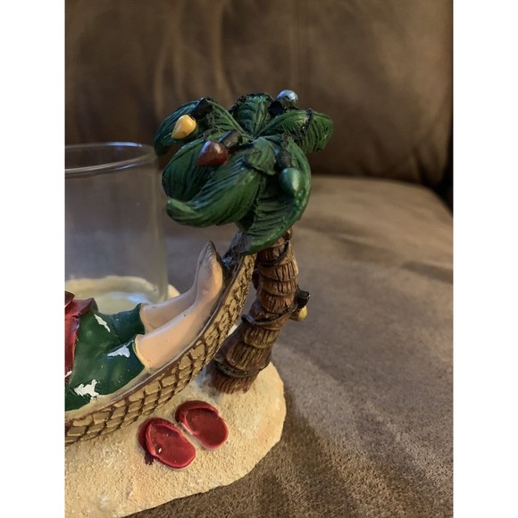 Yankee Candle Santa On Vacation Laying In Hammock Palm Trees Sand Candle Holder - Picture 6 of 7